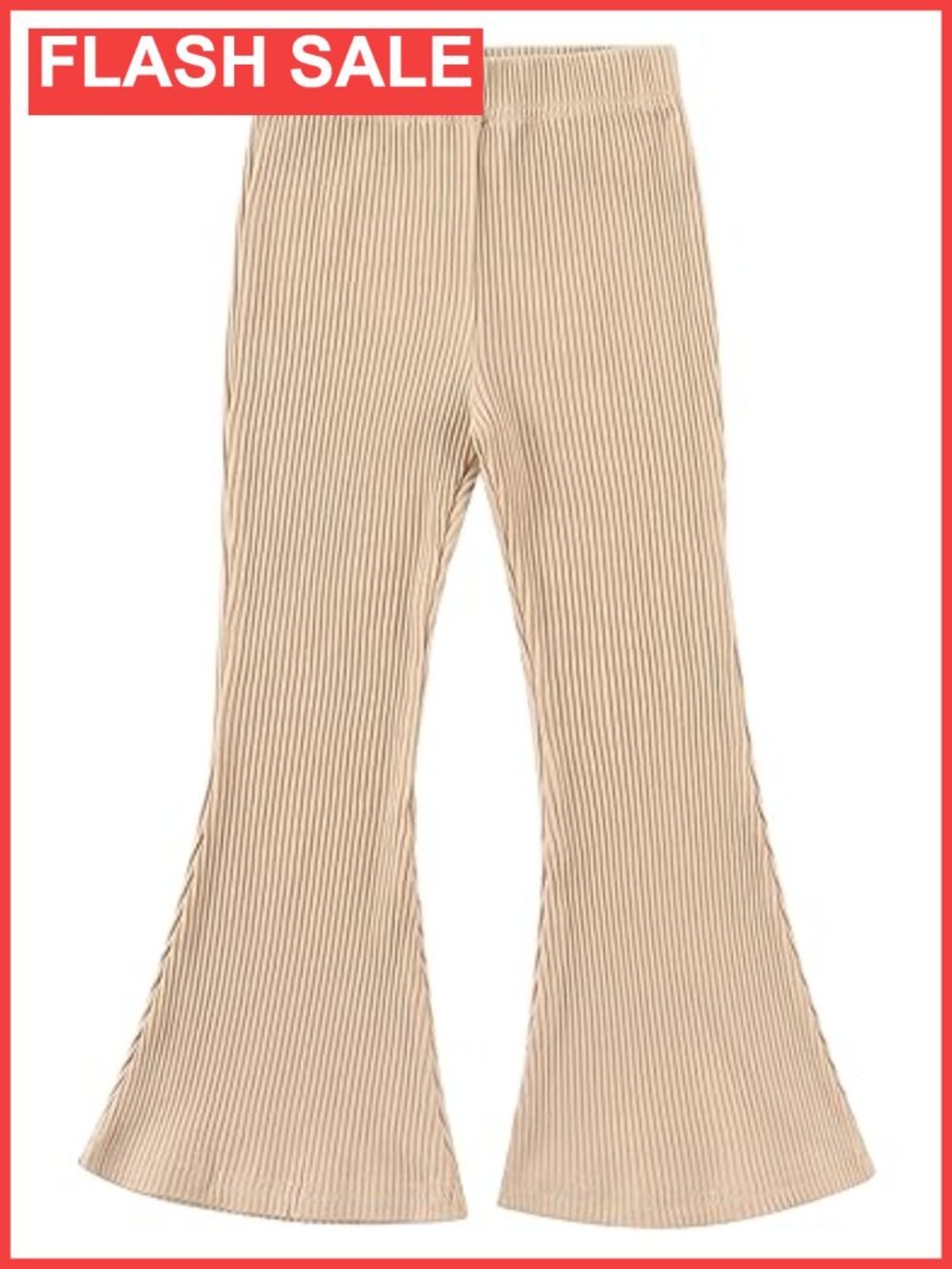 Girls Ribbed Flared Leggings Cotton Ruffle Bell Bottoms Kids Pants